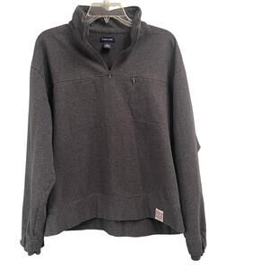 VTG Structure Mens Quarter Zip Pullover size XL Heavy Cotton Charcoal Gray